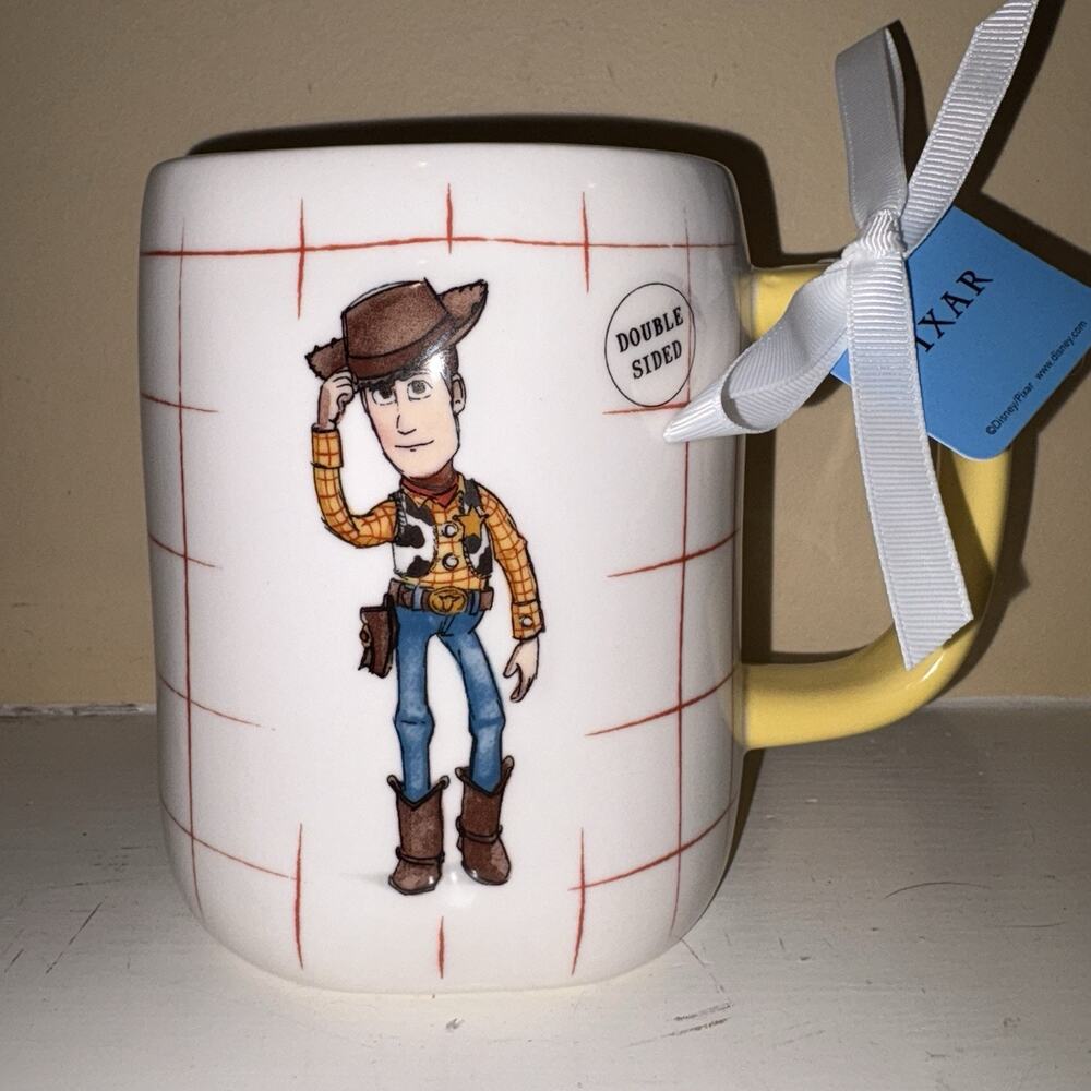 Rae Dunn Toy Story Pixar Woody Mug Double Sided "HOWDY" With UNIQUE print NEW